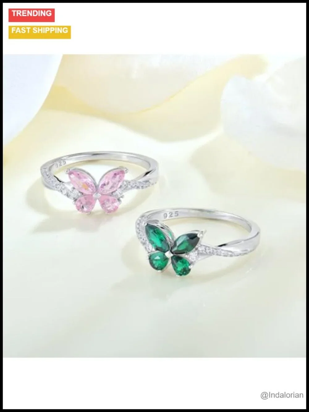 925 Sterling Silver Butterfly Ring Adjustable Infinity Band Women's Jewelry